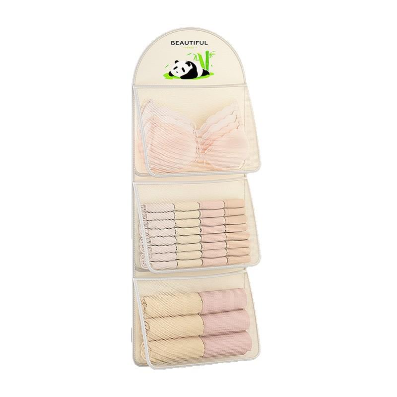 Multi-Layer Mesh Hanging Storage Bag For Bedroom Wall Mounted Closet Organizer For Socks And Underwear - Space Saver