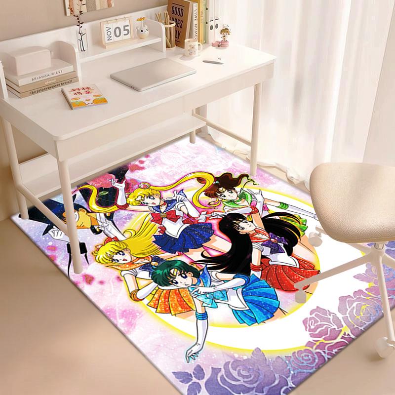 Cute Cartoon Theme Sailor Moon Tsukino Usagi Cartoon Rug Multifunctional Household Anti-slip Decorative Door Mat, Outdoor Floor Mat, and Carpet Y7