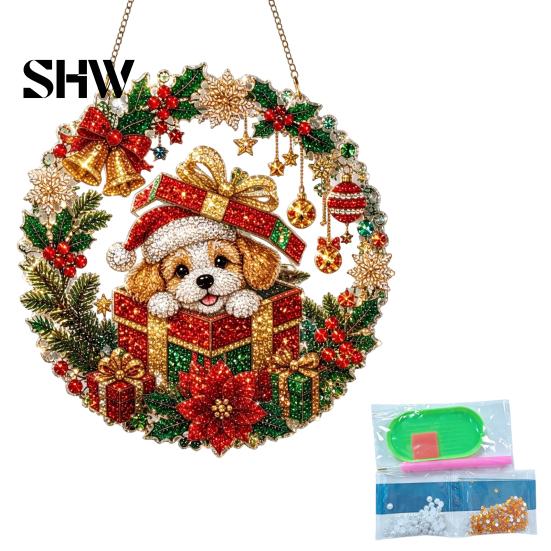 Art And Craft Supplies for Kids Christmas Faux Diamond Ornament, DIY Santa Claus Sun Catcher Kit, Rhinestone Parent Child Interactive Crafts