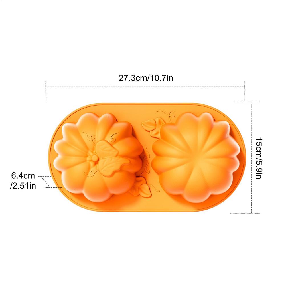 Halloween Pumpkin Silicone Cake Mold Candy Making Mould 2-Cavity Easy Demoulngding Chocolate Mould For Harvest Thanksgiving