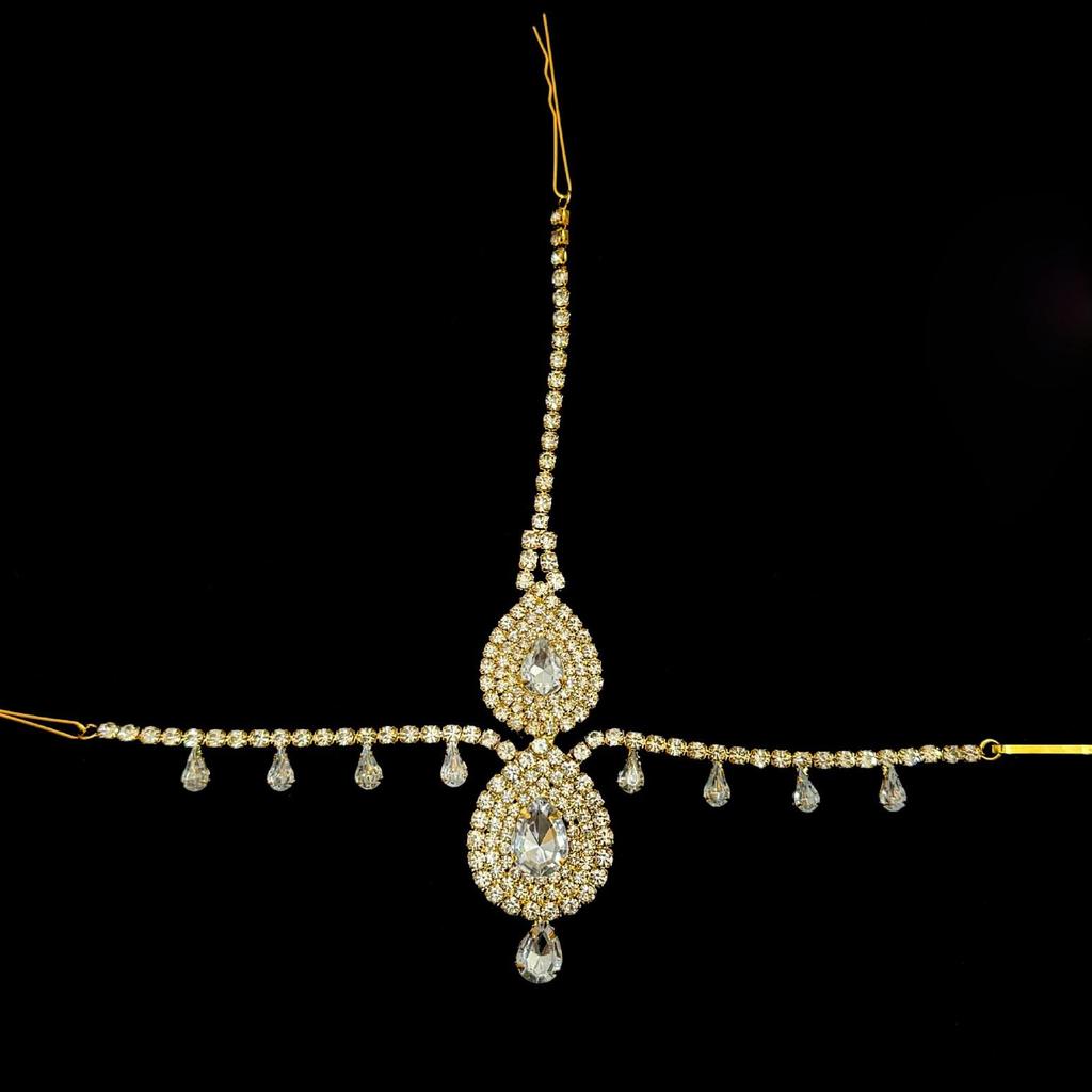 Bridal Zirconia Hair Chain with Diamond Pendant - European/American Crystal Headwear