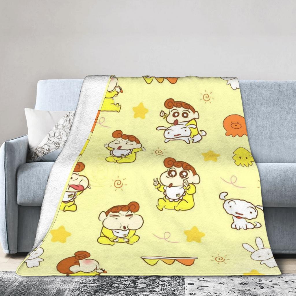 Crayons Shin Chans Anime Blanket Flannel Spring Autumn Multi-function Ultra-Soft Throw Blanket for Home Car Rug Piece