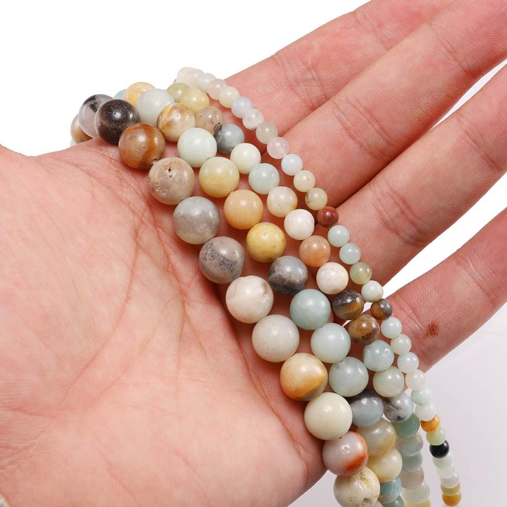 4 6 8 10 12 Mm Matte Amazonite Round Natural Stone Beads Spacer Bead For Jewelry Making DIY Necklaces Bracelets