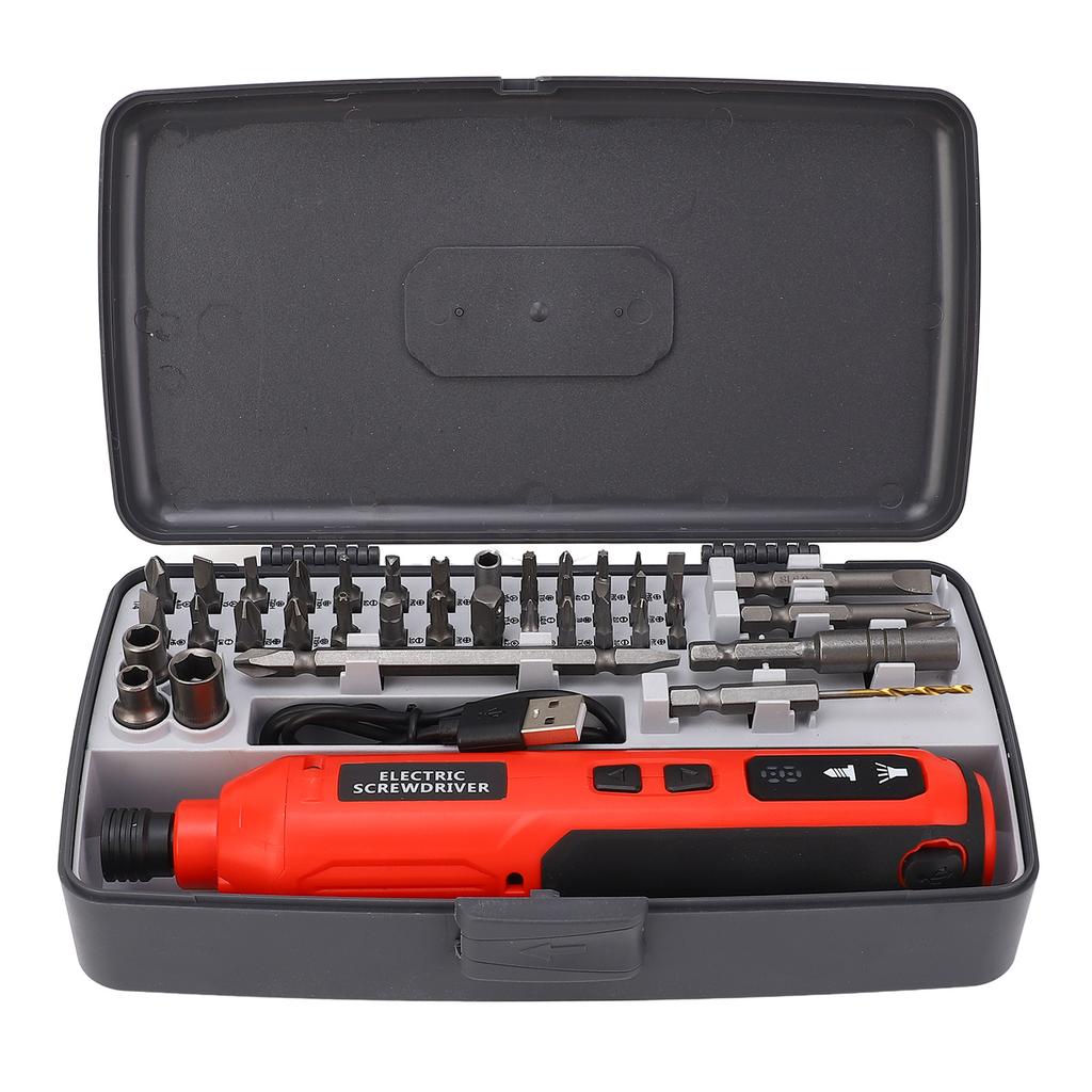 Electric Screwdriver Kit 3.6V USB Rechargeable 5 Gears Speed LED Light Portable Cordless