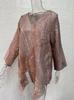 2024 Women's Plus Size Casual V-Neck Long Sleeve Printed Top