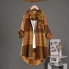 Retro Plaid Long-Sleeve Cotton-Linen Top: Spring/Autumn Loose-Fit Jacket