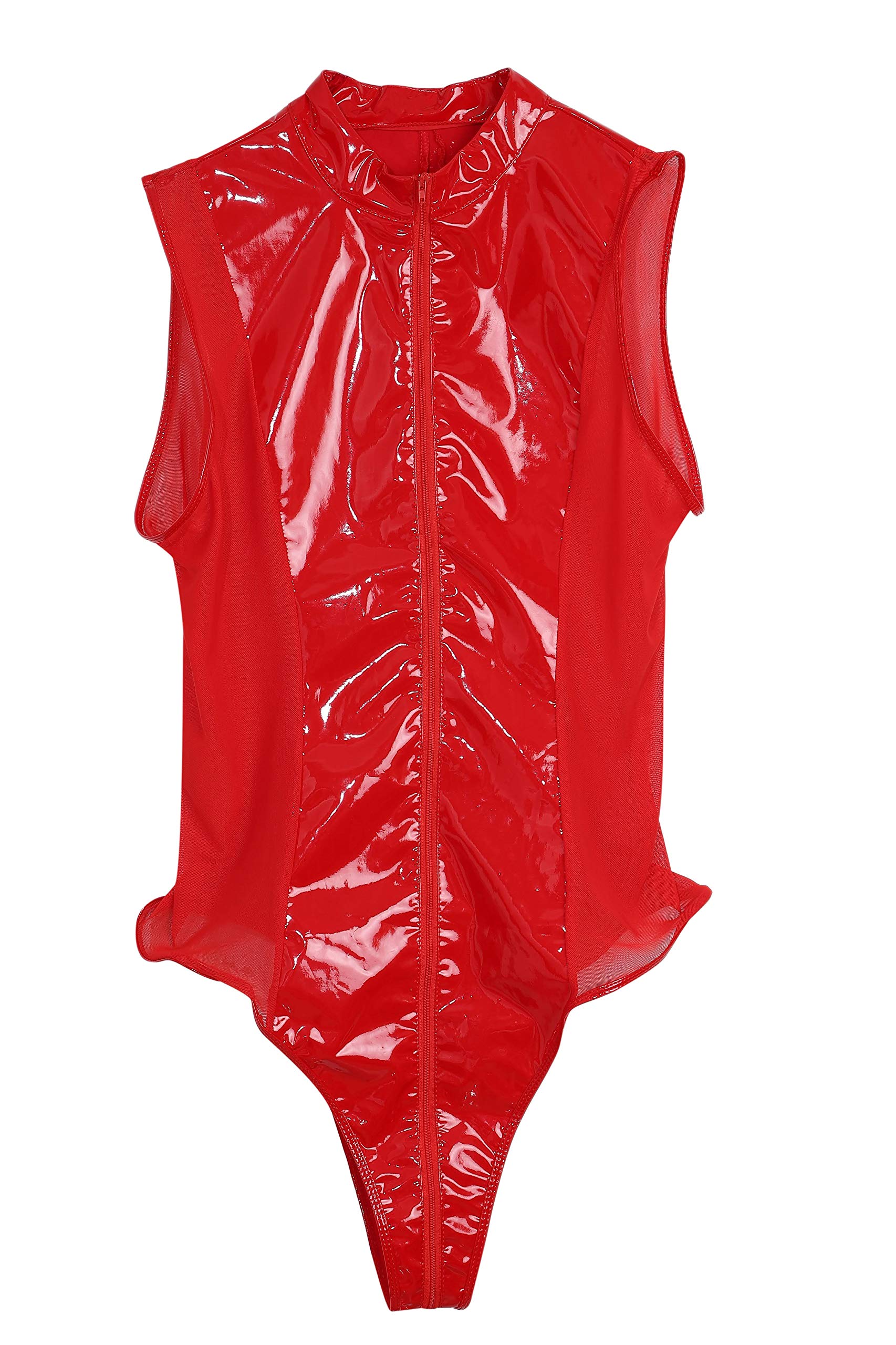 

[PureAribon] Plus Size HC Series Bondage Leotard Bodysuit, TOKYO GOODS MARKET (Red, Sleeveless, 4XL)