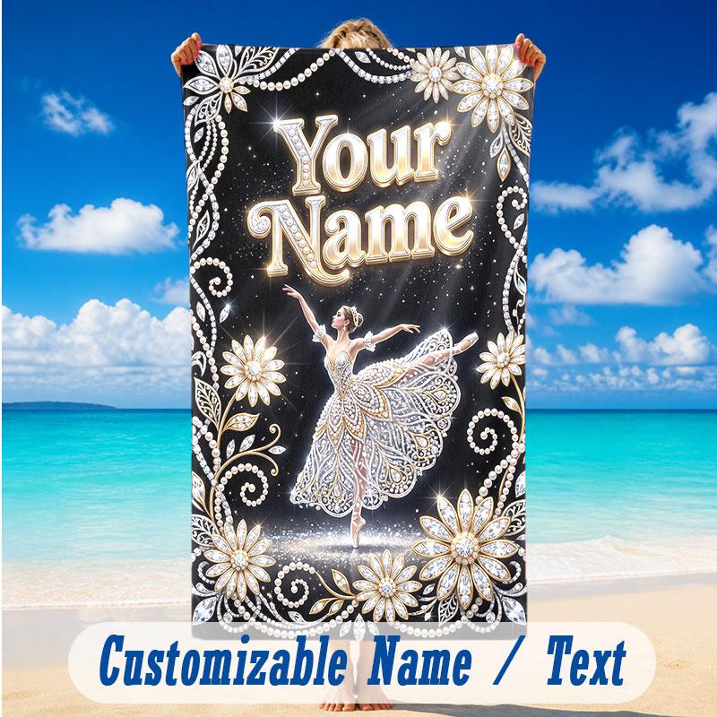 Fantasy Magic Theme Beach Towel Personalized Custom Name & Text Soft Quick Dry Beach Towel for Swimming Travel