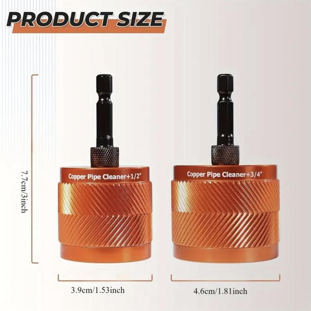 Pipe Cleaner Tool Metal Copper Pipe Cleaner Professional Replacement Cleaning With Brush For Tubing PVC Conduit Metal