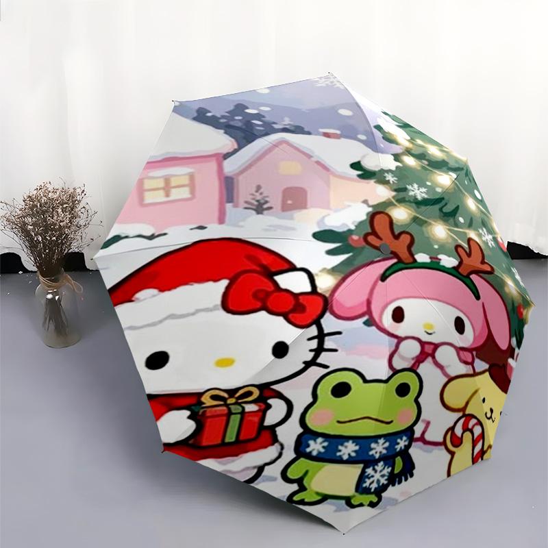 1pc Sanrio Umbrella Portable Folding Umbrella Iron Frame Hole Bone Structure Outdoor Home Umbrella