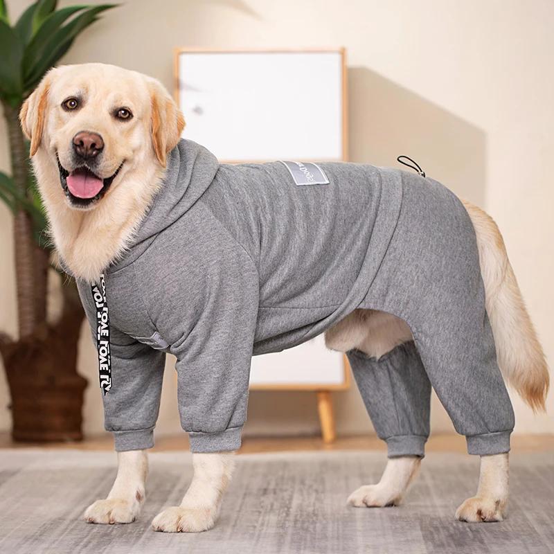 

Winter Dog Clothes Sport Hoodies Sweatshirts Warm Coat Clothing for Golden Retriever Labrador Big Dogs Cat Pets Puppy Outfi S(12.5-15KG) серый