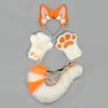 4Pcs/Set Kitsune Fox Ears & Tail & Paw Gloves Plush Anime Cosplay Prop For Lolita Furry Convention Halloween Costume Accessories