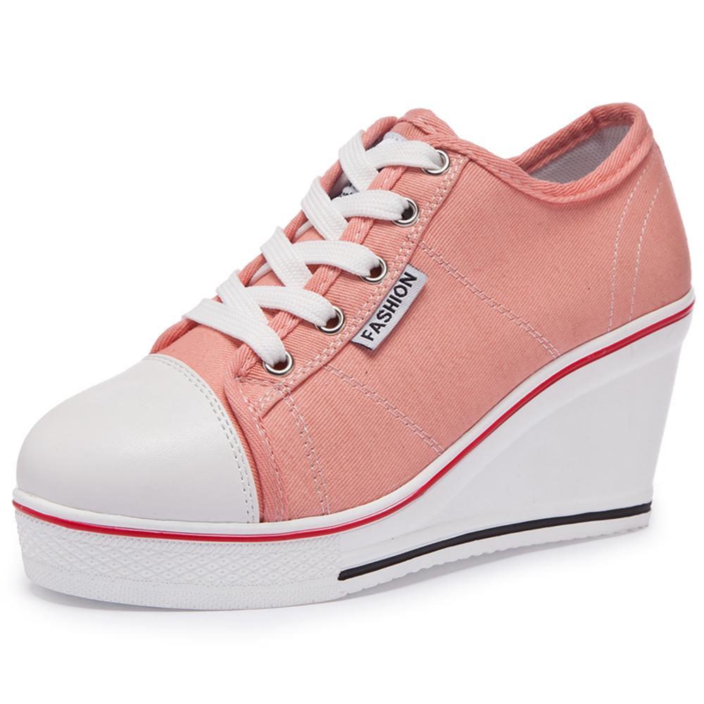 New Women Vulcanize Shoes Platform Breathable Canvas Shoes Woman Wedge Sneakers Casual Fashion Candy Color Students Drop Ship