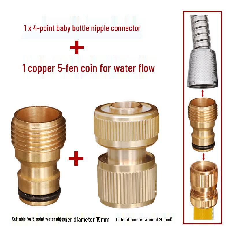 Yuxiang Copper Garden Hose Quick Connect Nipple Set 4-Point Nipple, 5-Point Connector