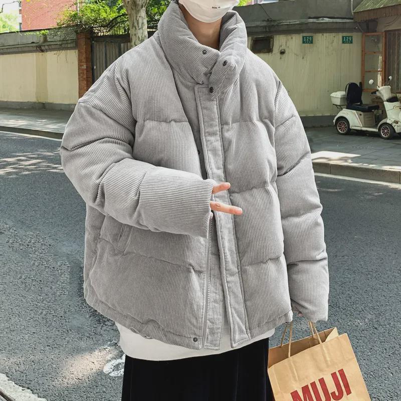 Men's Hong Kong Style Winter Corduroy Coat: Loose, Thick, Short Jacket