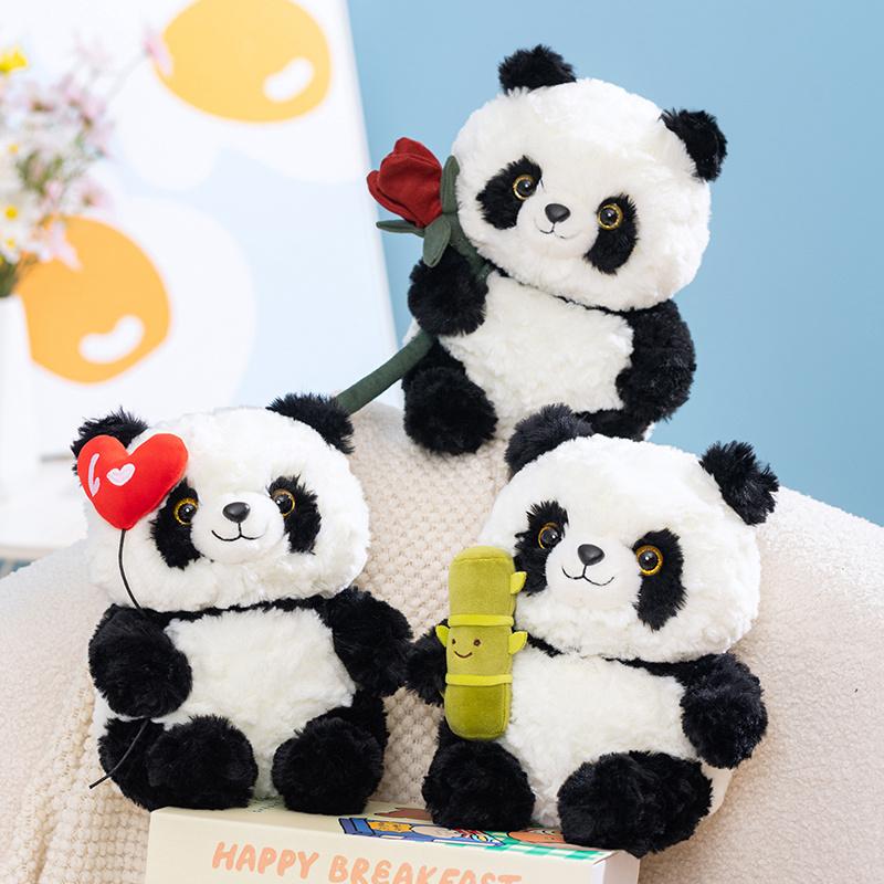 Wucifang Bags Unisex Rose 23Cm Kawaii Bamboo Panda Plush Doll With Heart Soft Pillow Toy Perfect Girlfriend Birthday Gift