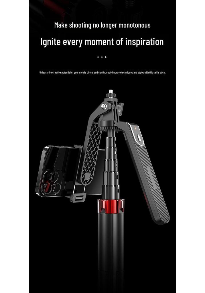 Mini Portable Bluetooth Selfie Stick with Gimbal and Floor Stand for Universal Phone Live Streaming