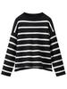 Autumn/Winter Retro Striped Round Neck Knit Pullover for Petite