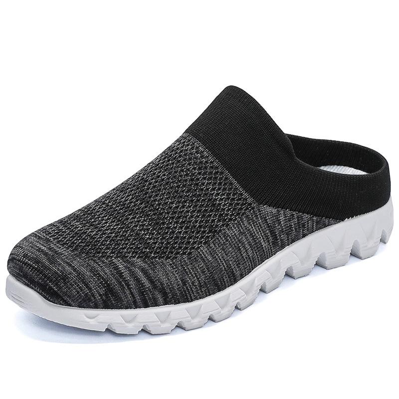 Baotou half-drag men's shoes summer fly-woven mesh lazy shoes sports shoes one pedal lightweight heelless casual slippers