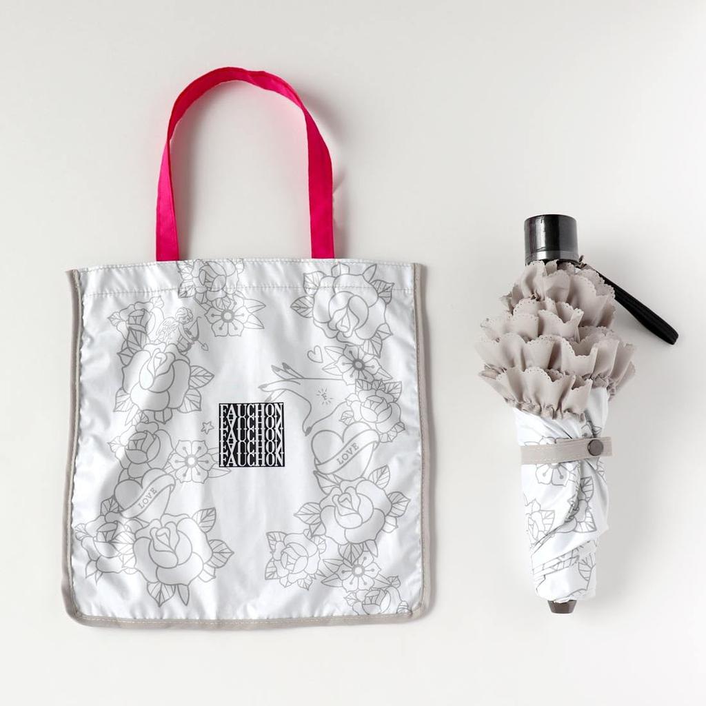 FAUCHON Folding Parasol Monotone Ange White (with Pouch) 001266-0001-01