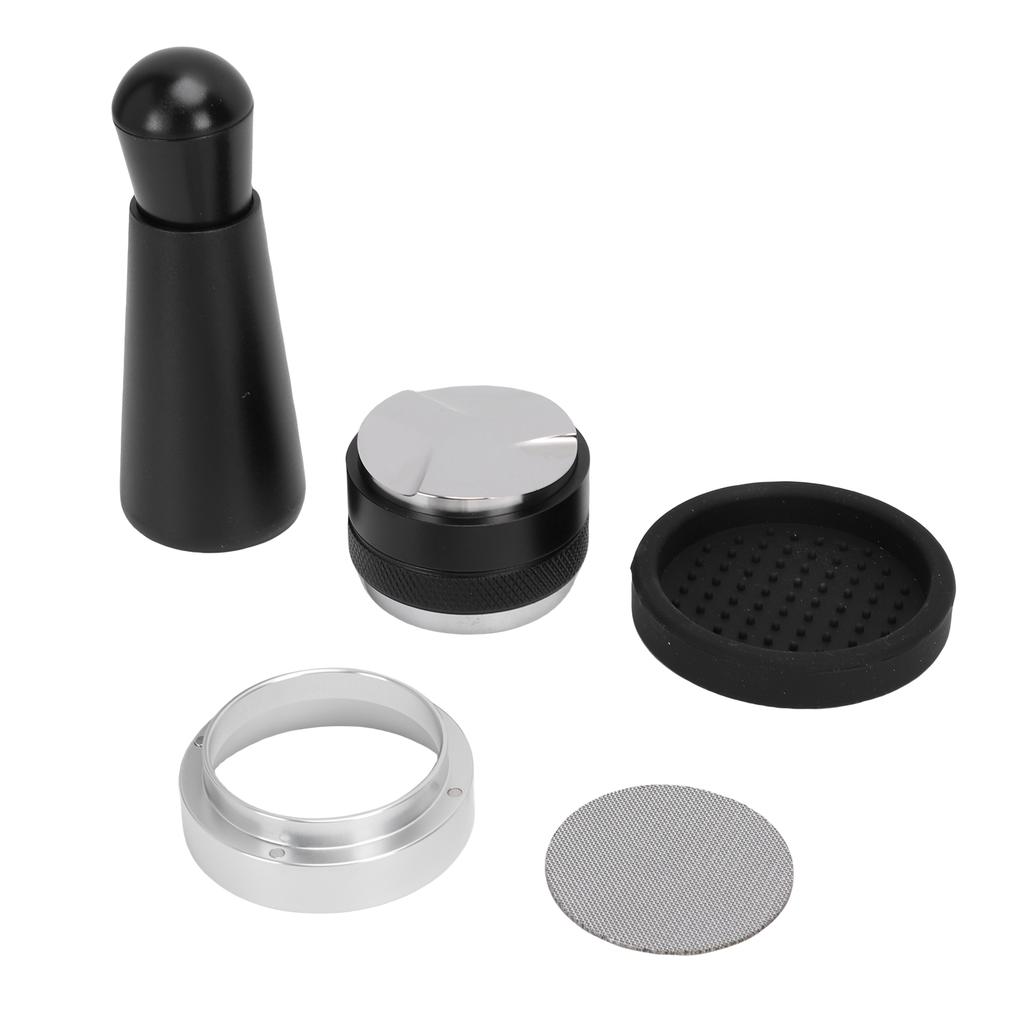 Coffee Machine Accessories Kit Double End Coffee Tamper Distributor Silicone Base Puck Screen Powder Dosing Rings Set