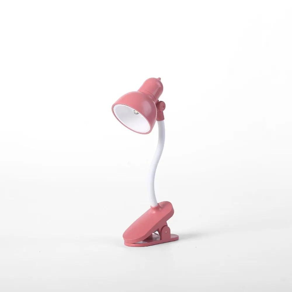 Reading light adjustable rotating clip mini desk lamp battery powered camping portable clip night light with multiple colors