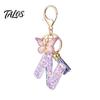 Talos Purple Series Keychain Pendant, Sequins Star Initial Letter Charm Key Chain with Butterfly Tassel Design, A-Z Holder for Bag Purse Backpack