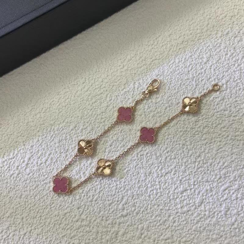9MM Mini Six-flower Four-leaf Clover Bracelet White Mother-of-pearl Purple Chalcedony CNC Craft Simple and Versatile High-end Bracelet