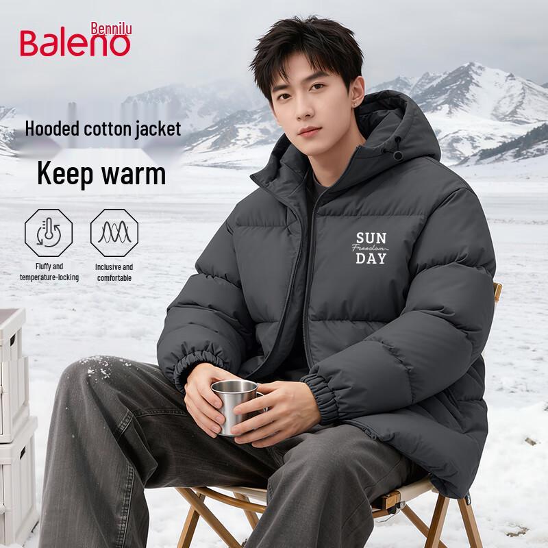 

Baleno Men s 2025 Winter Loose Hooded Padded Jacket M
