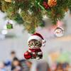6Pcs Christmas Pendents Set Cartoon 2D Acrylic Cats Ornament with Lanyard Festive Christmas Party Pendant Home DIY Decoration