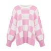 2026 New Plaid Knit Round Neck Women's Sweater - Loose, Versatile Long Sleeve
