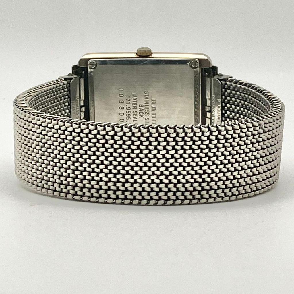 Used Working item Rado Diastar Watch Men's Gold Dial Square New Battery RADO DIASTAR Silver QZ