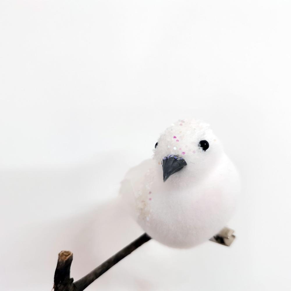 2Pcs with Glitter Feather Artificial Red Birds Clip-On Simulation Feather Birds  Theme Party