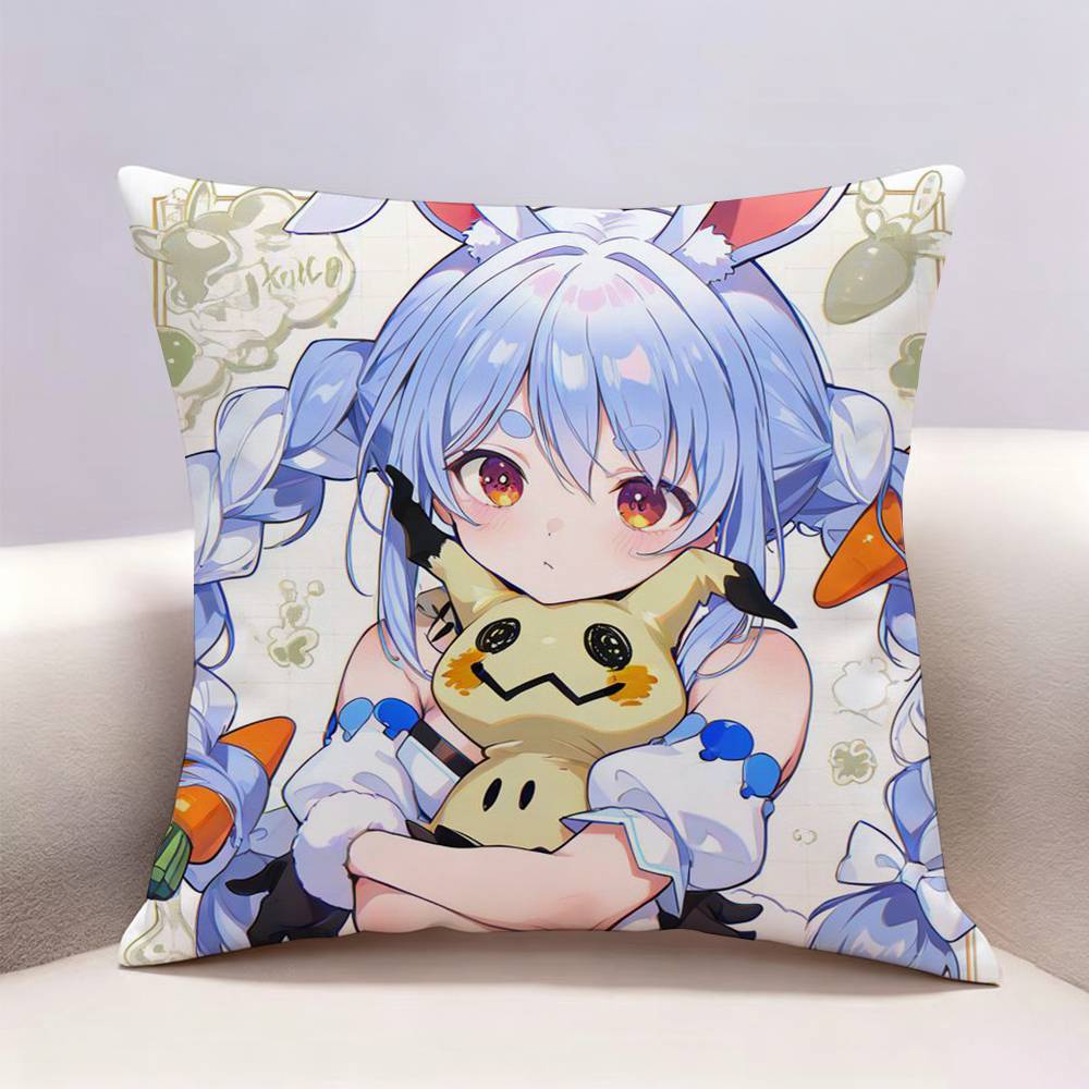 HHololive Usada Pekora Doublesided print Pillow Case for Sofa Living Room Home office Decor Protective Cover