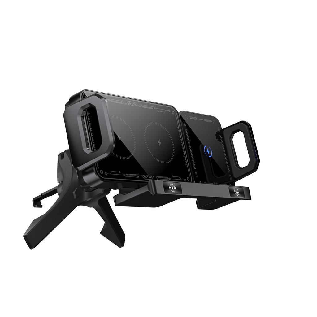 Car Phone Holder Car Wireless Charger Dual Coil Folding Screen Phone Fast Charging Wireless Charging Bracket