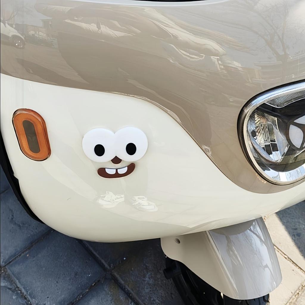 Cute Big Eyes Smiling Face 3D Sticker for Electric Vehicle Personality Creative Funny Expression Decal Small Accessory