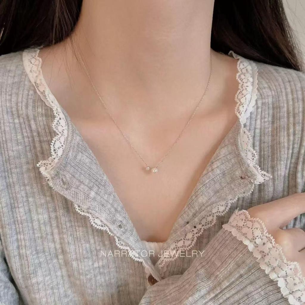 Exquisite Silver-Plated Pearl Necklace - Women's Summer Luxury Collarbone Chain