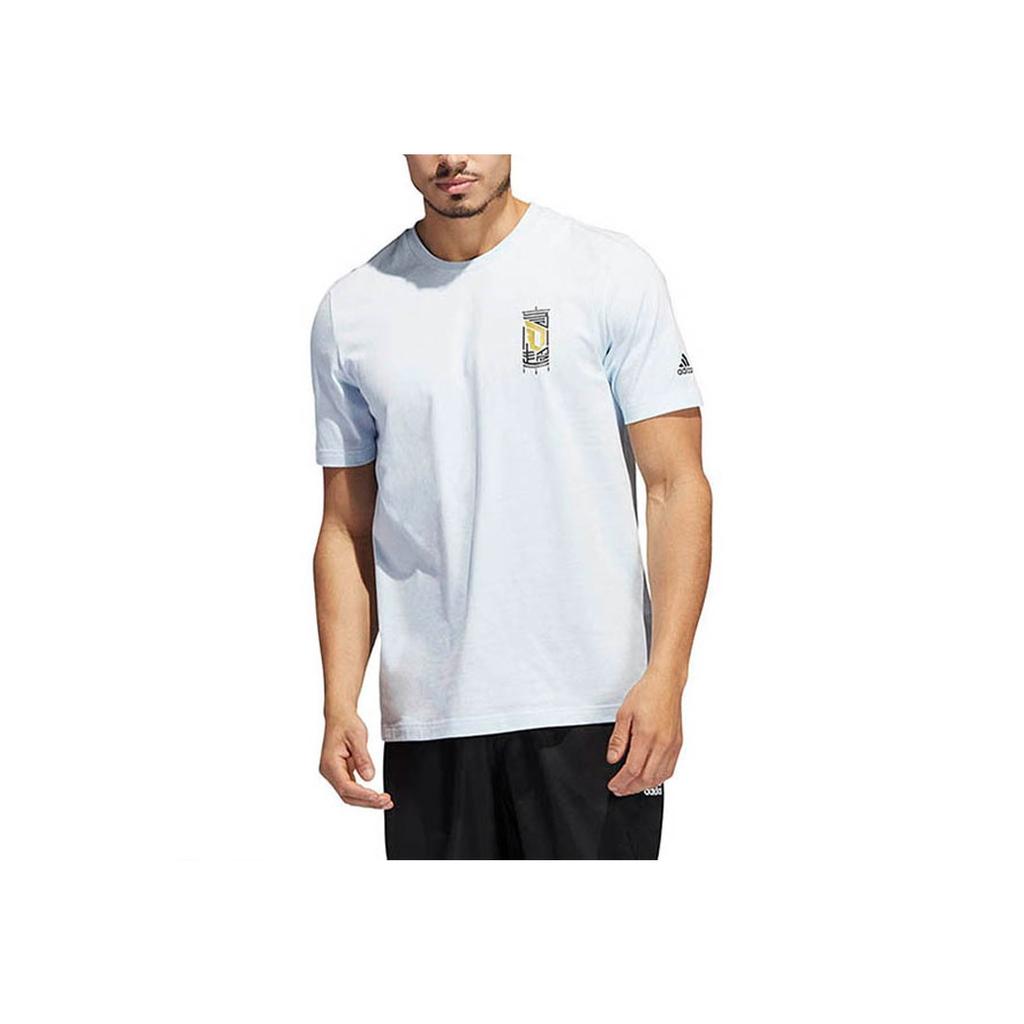 Adidas Printed Round Neck Short Sleeve T-Shirt Men Tops Blue HM6771