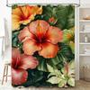 Luxury Floral Shower Curtain Pink Hibiscus Design for Bathroom Decor Waterproof Fabric with Hooks Included (60x72)