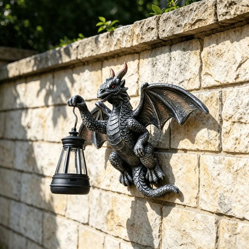 Solar-Powered Dinosaur Wall Decor Garden Yard Outdoor Lighting Decorative Hanging Ornament