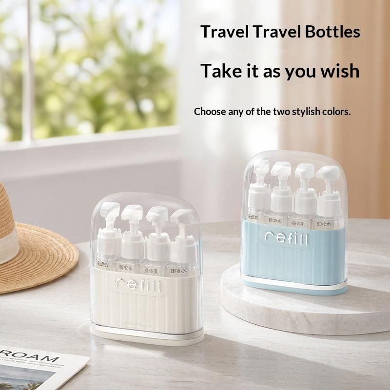 2/4-In-1 Travel Liquid Dispenser Split Bottle System Shampoo Lotion Shower Gel Soap Sub-Bottles Press Container For Easy Packing