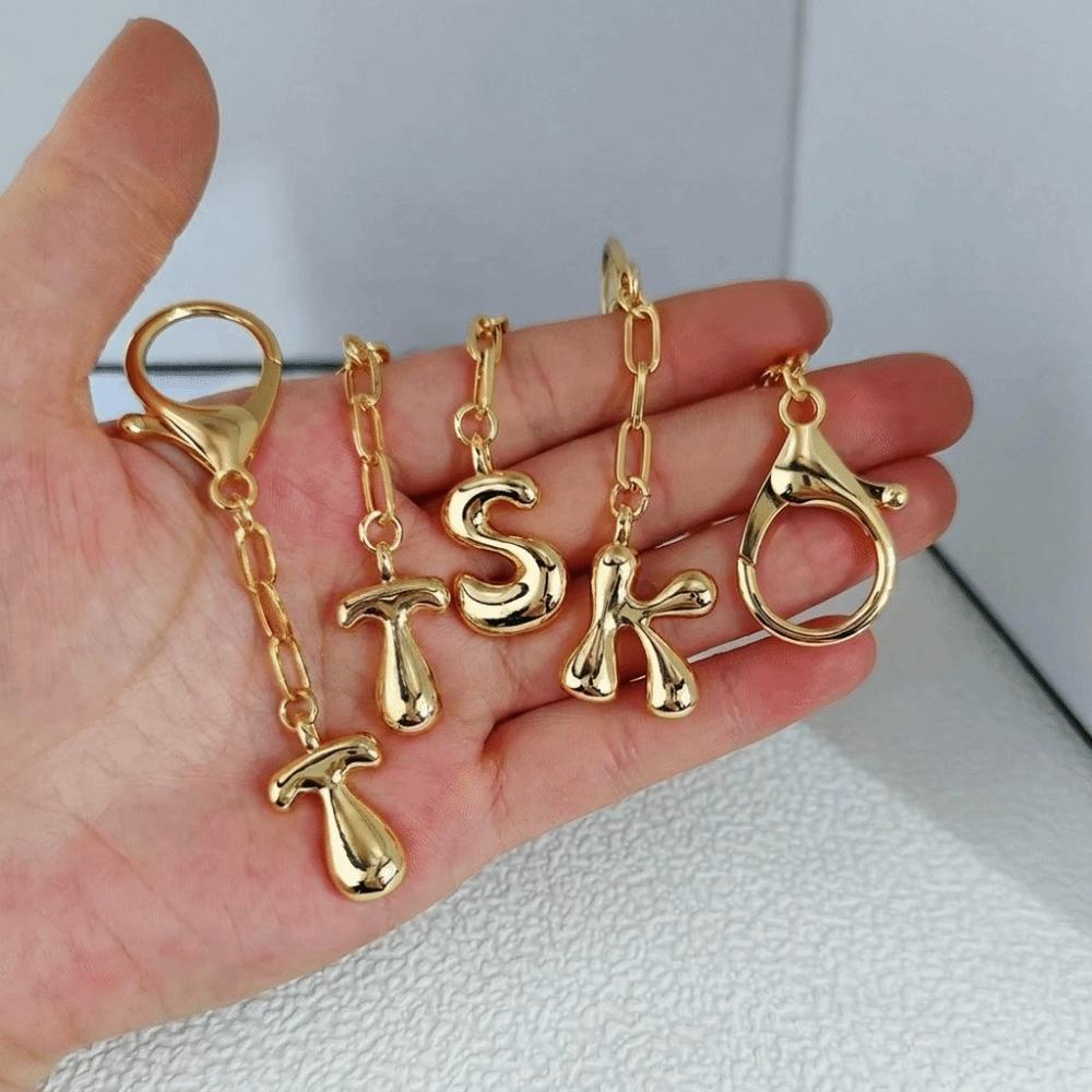 Metal Capital Letter Key Chains Bubble Letter Initial Letter Key Chains Alphabet Key Chains  Women