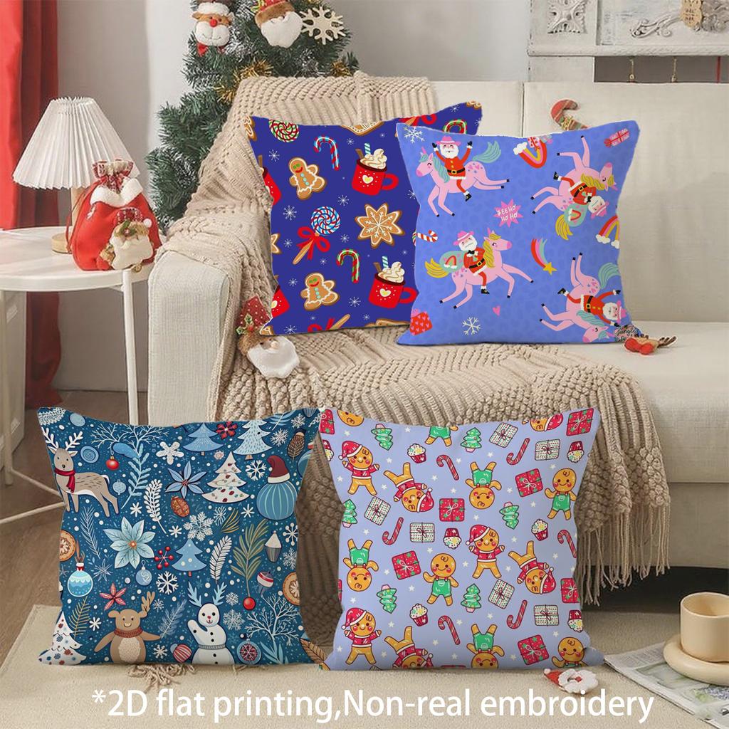 Christmas Cute Throw Pillow Covers Pattern Cushion Cover Suitable for Sofa Bedroom Car Pillow Cover