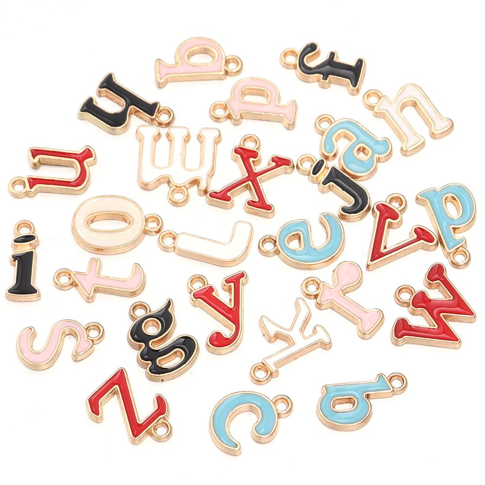 26pcs/lot Alloy Drip Oil Pendant Colorful A-Z English Letter Charm Pendant For DIY Handmade Earrings Necklace Gift Accessories
