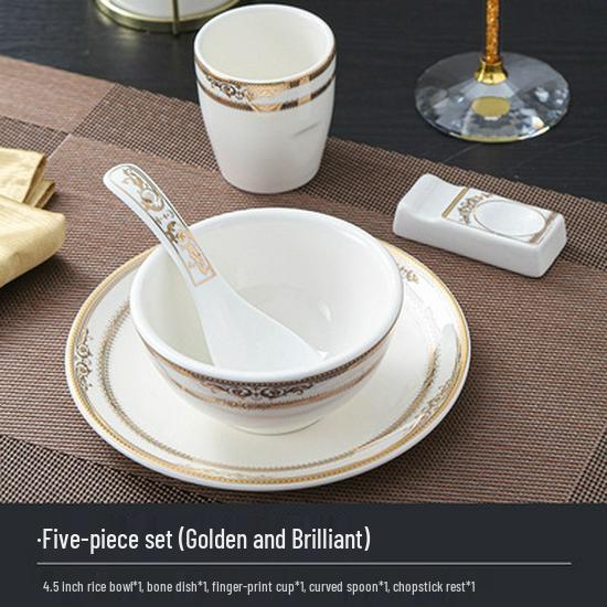 Hotel Restaurant Ceramic Tableware Set: Plates, Bowls, Cutlery, Chopsticks for Private Rooms - 7 or 8 Pieces