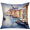 Short Plush Material Pillowcasehome Decor Venice Canal Watercolor Boat Pillow Covers Pattern Cushion Cover Suitable For Sofa Bed