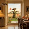 Harvest Seasonal Wall Stickers Scarecrow Window with Realistic Maple Leaf Pastoral Decals Waterproof Outdoor Balcony Decor PVC Static Clings