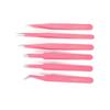 1pc Excellent Quality Pink Stainless Steel Anti-static Industrial Cross Tweezers Beads Rhinestone Tweezer Jewelry Finddings Tool