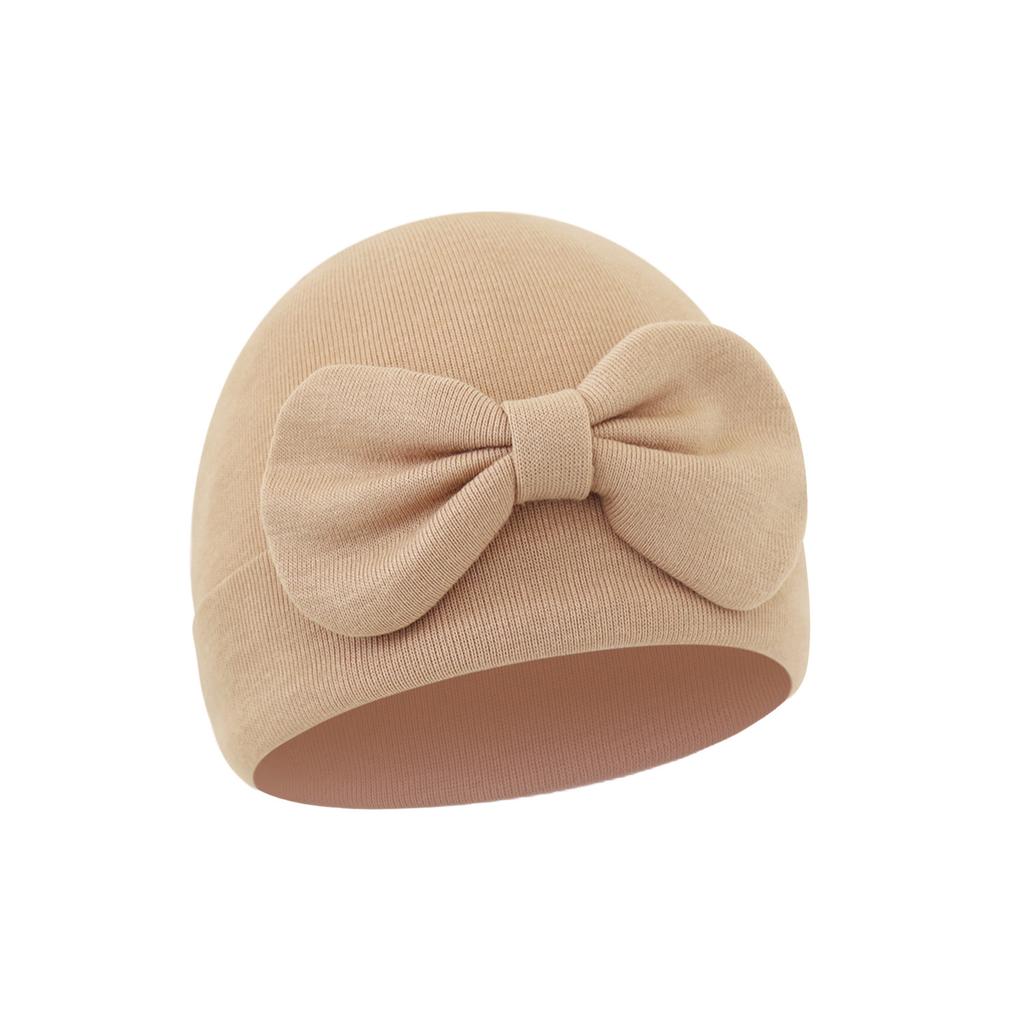Prodyšná kojenecká čepice z bavlny pro novorozence s mašlí, kojenecká čepice, fetální čepice, pohodlná pokrývka hlavy pro 0 až 6 měsíců, unisex