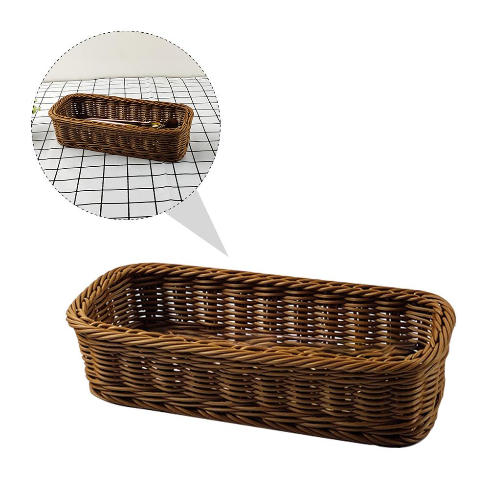 Rattan-ähnlicher geflochtener Aufbewahrungskorb Besteckorganizer Tabletts Quadratische Körbe Multifunktionale Stäbchen Plastikbox